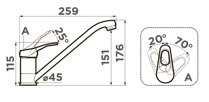 Omoikiri Kado-BL, смеситель, гранит, черный