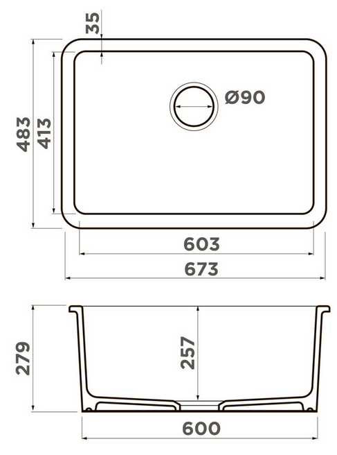 Omoikiri Torishima 67-U/I-WH Glossy, мойка, керамика, белый глянцевый
