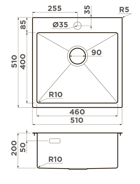 Omoikiri Akisame 51-IN, мойка, нержавеющая сталь 
