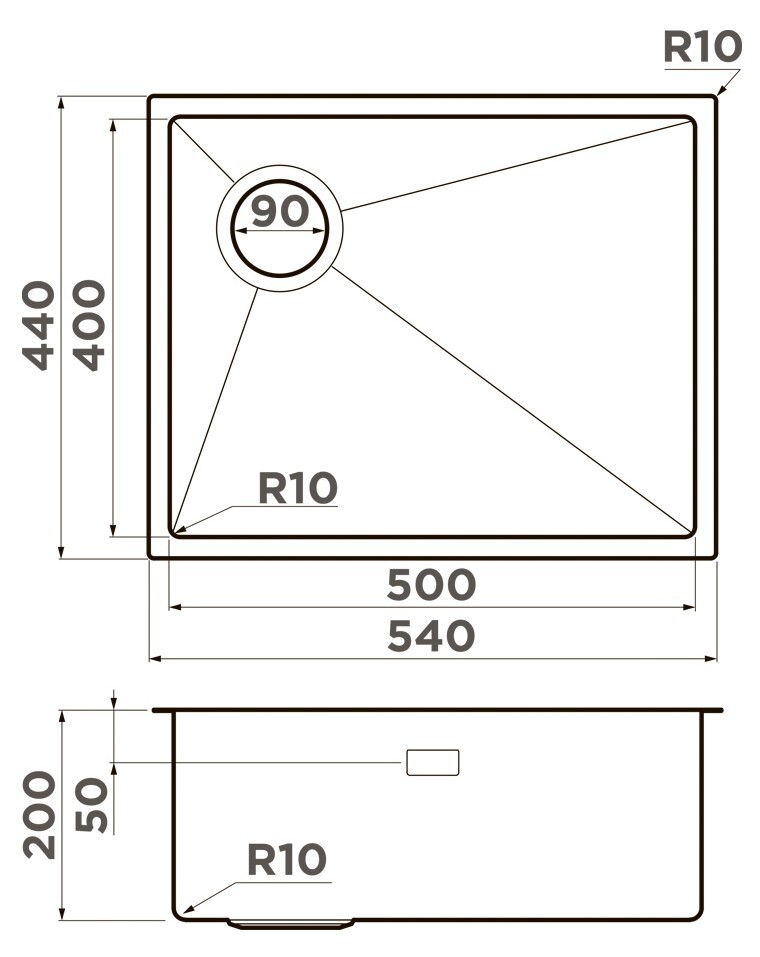 Omoikiri Taki 54-U/IF-L-IN Side SF, мойка, нержавеющая сталь