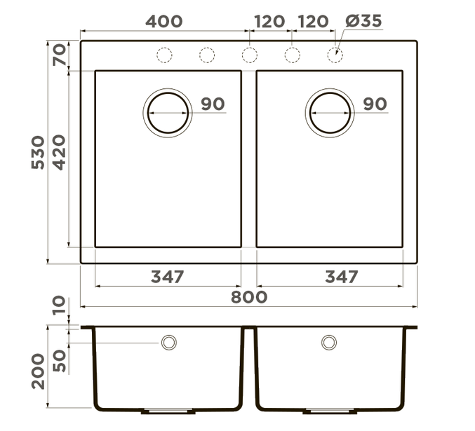 Omoikiri Bosen 80-2-PL, мойка, гранит, платина