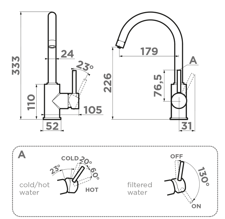 Omoikiri Shinagawa 2 Plus-LG, смеситель, светлое золото