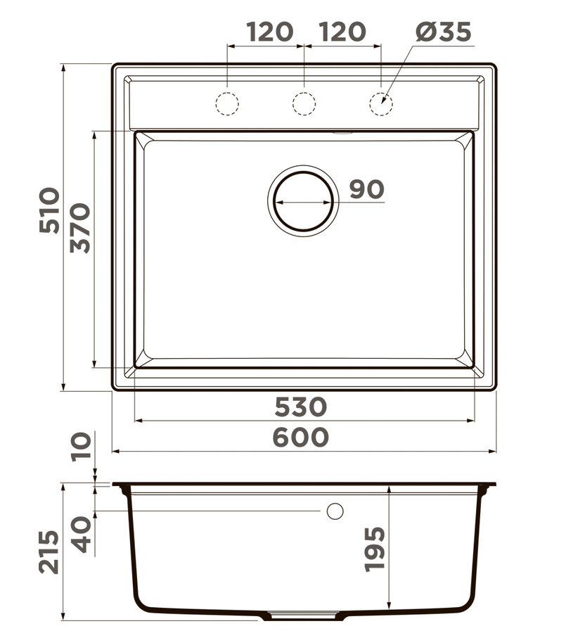 Omoikiri Daisen 60-BE, мойка, гранит, ваниль