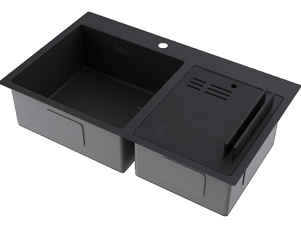 Omoikiri Akisame 86-2 Side-GB, мойка, нержавеющая сталь/графит