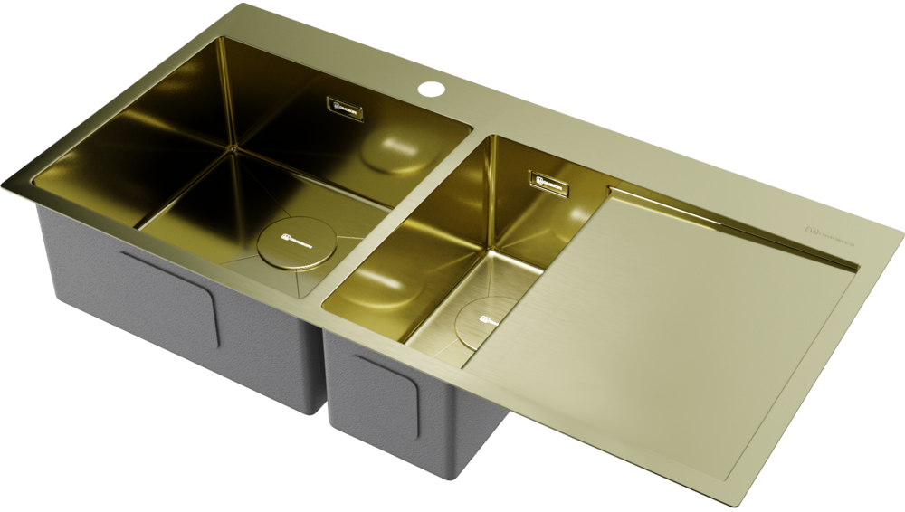 Omoikiri Akisame 100-2-LG-L, мойка, нержавеющая сталь/светлое золото, чаша слева
