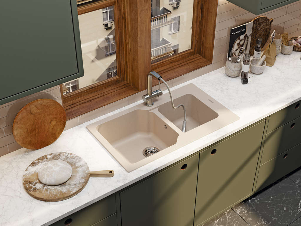 Omoikiri Maru 86-2-EV, мойка, гранит, эверест