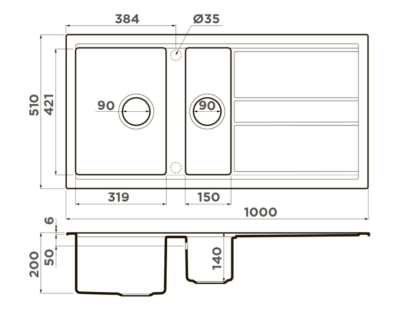 Omoikiri Kitagawa 100-2-WH, мойка, керамика, белый