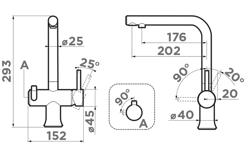 Omoikiri Hotaru-IN-WH, смеситель, нержавеющ сталь/белые вставки на ручках