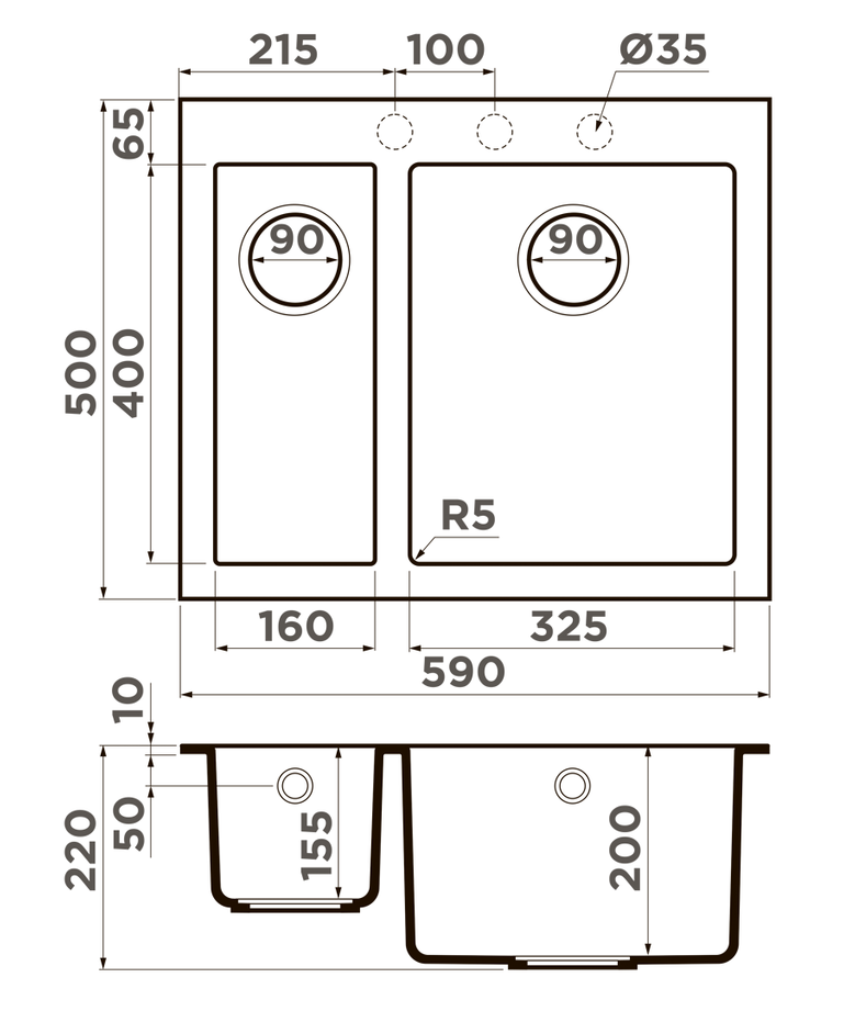 Omoikiri Bosen 59-2-BL, мойка, гранит, черный