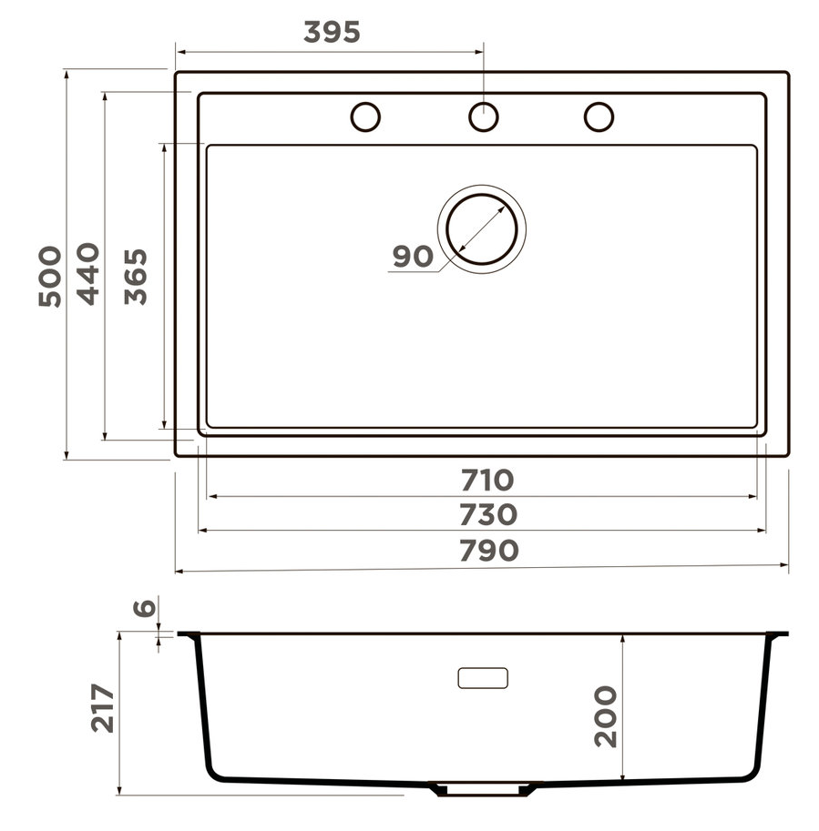 Omoikiri Sintesi 79-CN, мойка, керамика, canyon