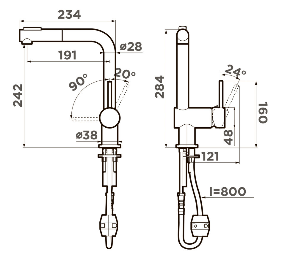 Omoikiri Tanigawa-SB-BN, смеситель, латунь, нержавеющая сталь