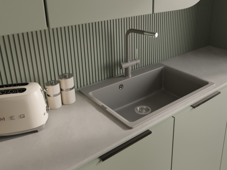 Rivelato LUGANO 1523513 grigio/cromo, смеситель, гранит, серый/хром