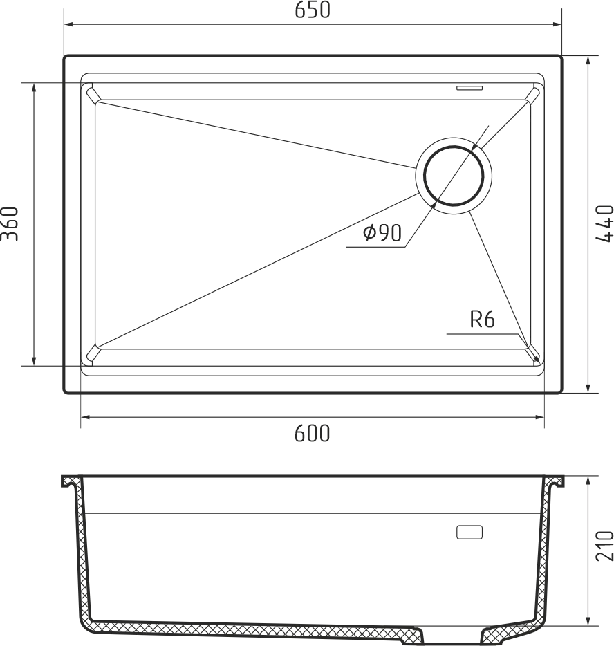 Rivelato LINO LN-654-R antracite, мойка, гранит, антрацит