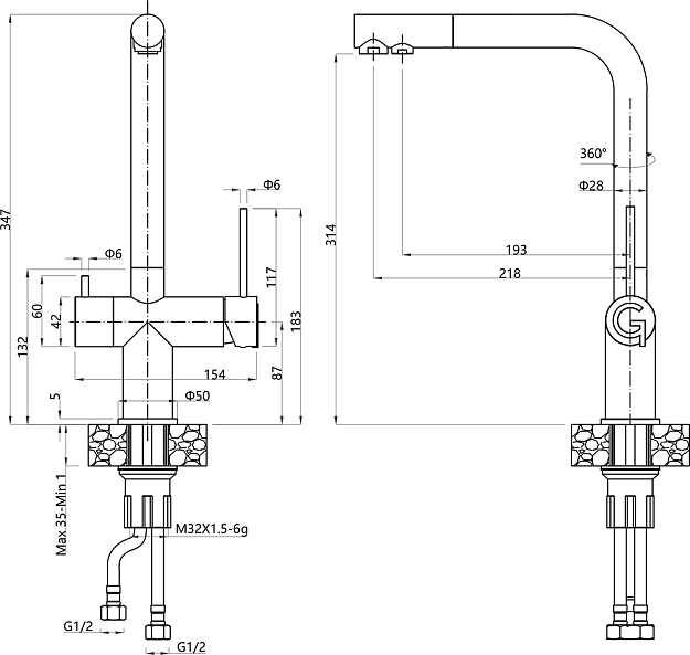 Rivelato LUGANO 1523513 nero/oro, смеситель, гранит, черный/золото