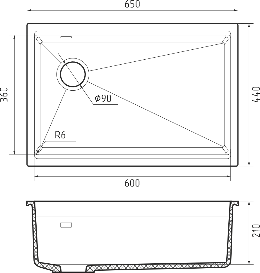 Rivelato LINO LN-654-L grigio metallizz, мойка, гранит, серый металлик