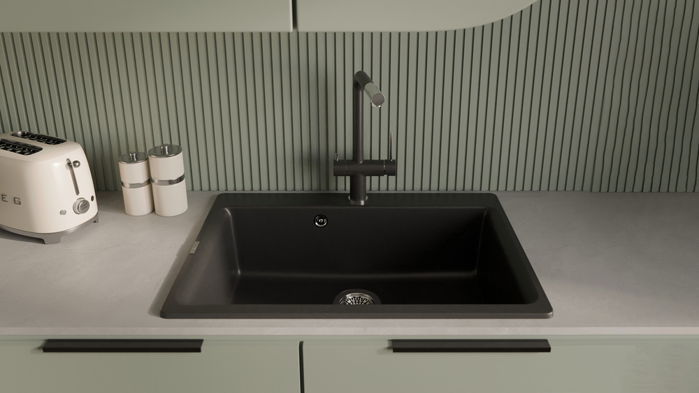 Rivelato LUGANO 1523513 nero/cromo, смеситель, гранит, черный/хром