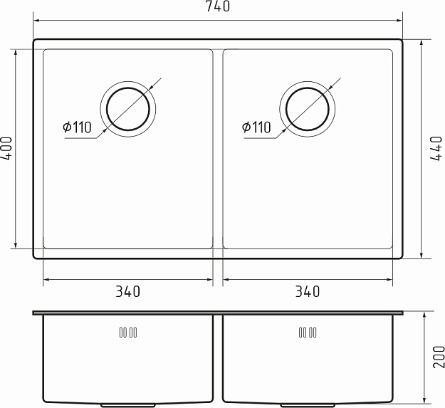 Rivelato RINOX 7444 UN INOX, мойка, нержавеющая сталь