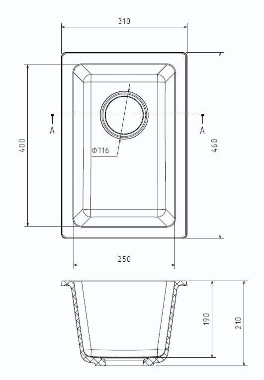 Rivelato BERKANA BK-25 antracite, мойка, гранит, антрацит