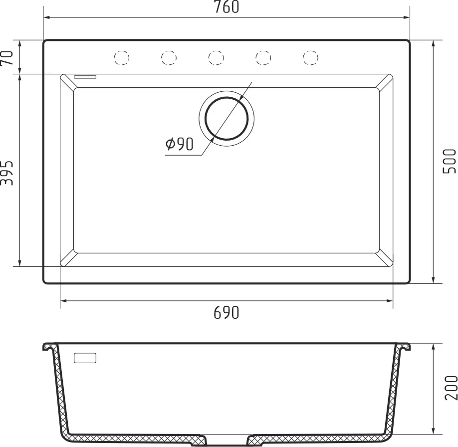 Rivelato ZENO ZN-7650 sabbia, мойка, керамика, песочный