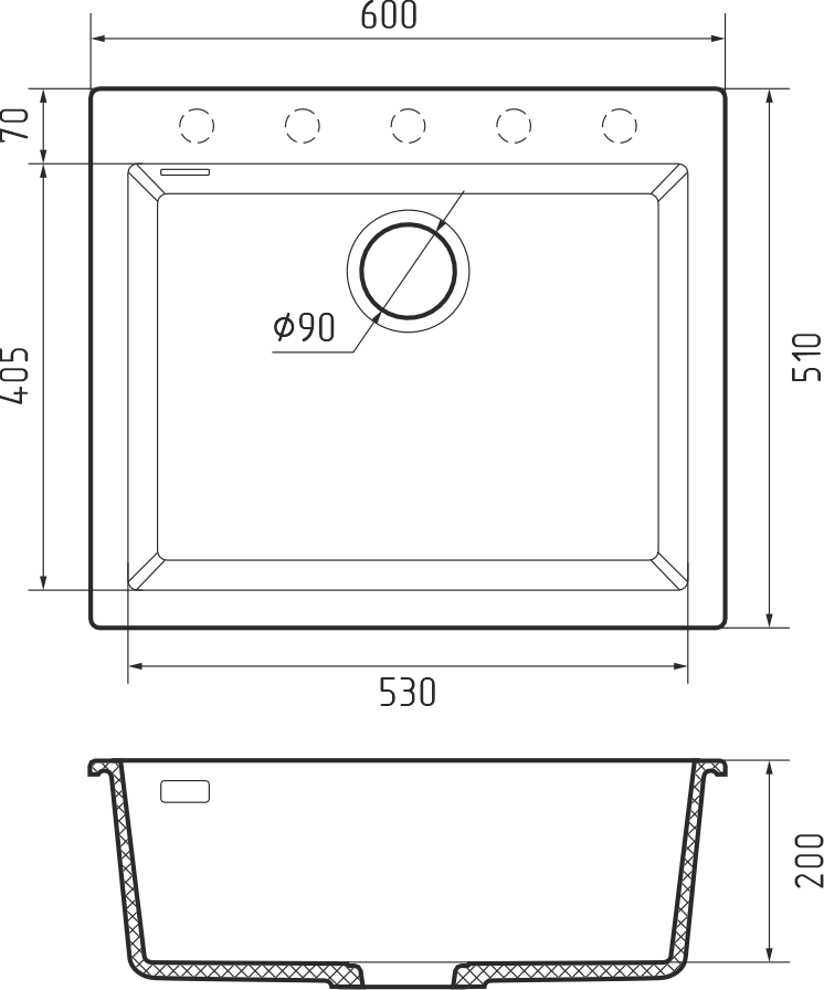 Rivelato ZENO ZN-6051 sabbia, мойка, гранит, песочный