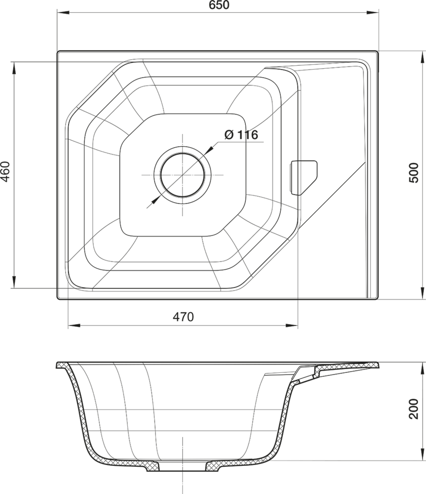 Rivelato LOCUS LS-65 antracite, мойка, гранит, антрацит