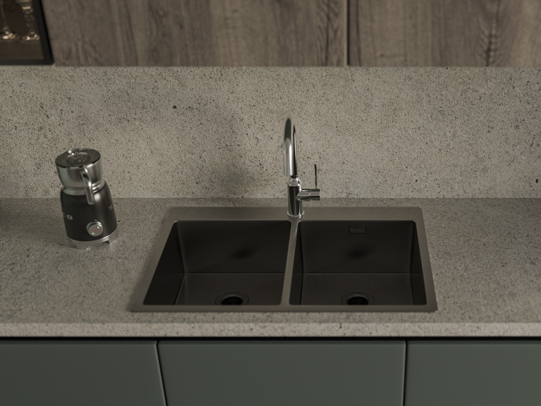 Rivelato RINOX 7450 2В PVD black, мойка, нержавеющая сталь, черный