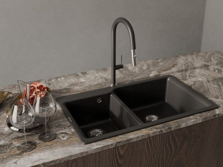 Rivelato ASTI 3972500 antracite/cromo, смеситель, гранит, антрацит/хром