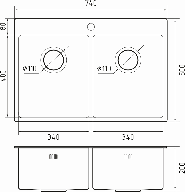 Rivelato RINOX 7450 2В INOX, мойка, нержавеющая сталь
