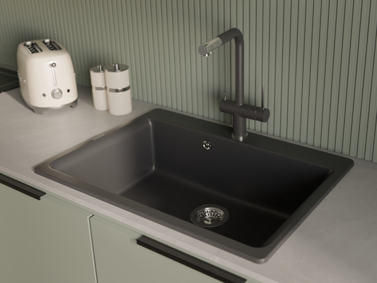 Rivelato LUGANO 1523513 antracite/cromo, смеситель, гранит, антрацит/хром