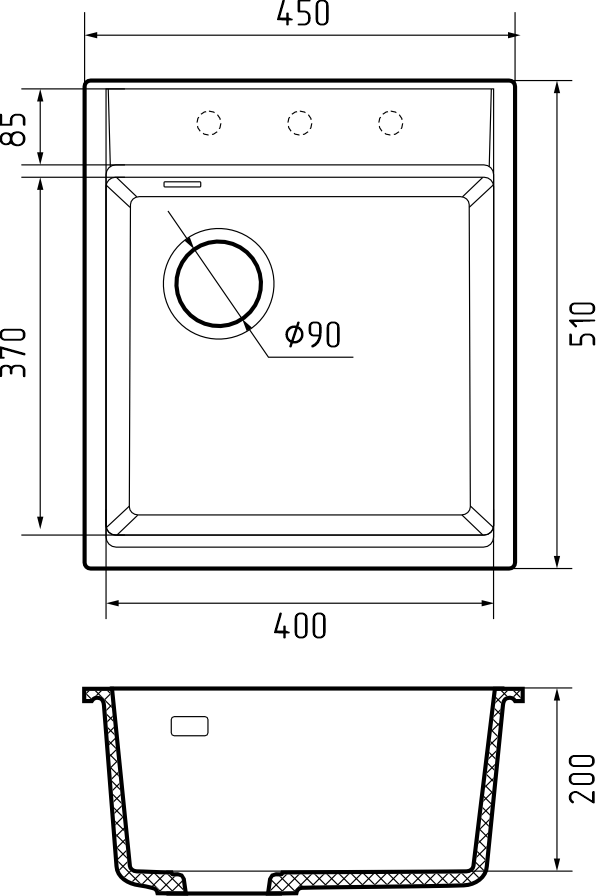 Rivelato TESORO TR-455-L antracite, мойка, гранит, антрацит