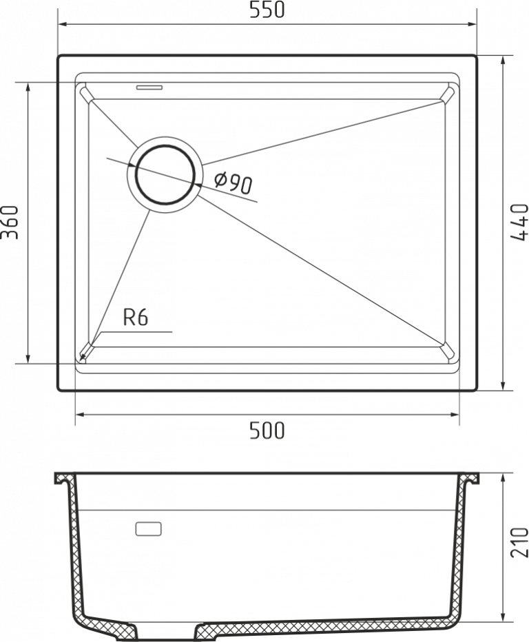 Rivelato LINO LN-554-L grigio metallizz, мойка, гранит, серый металлик