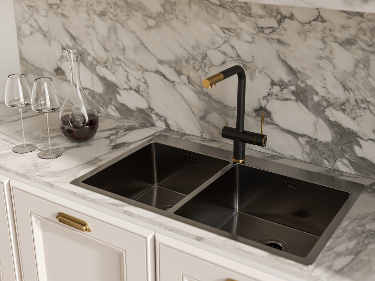 Rivelato LUGANO 1523513 antracite/oro, смеситель, гранит, антрацит/золото