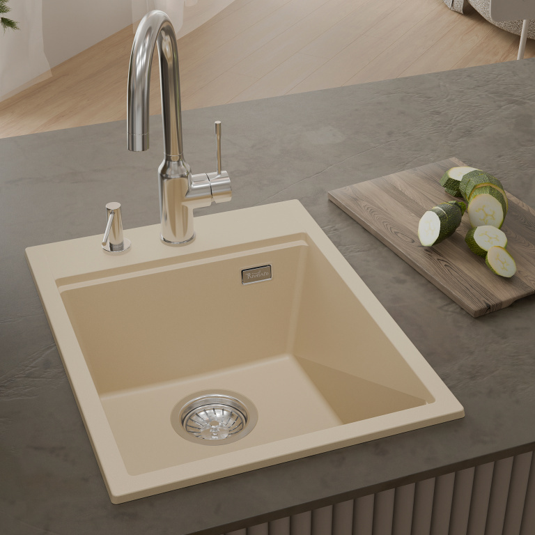 Rivelato TESORO TR-405 beige scuro, мойка, гранит, тёмно-бежевый