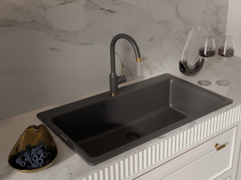 Rivelato GARDA 1923502 antracite/oro, смеситель, гранит, антрацит/золото