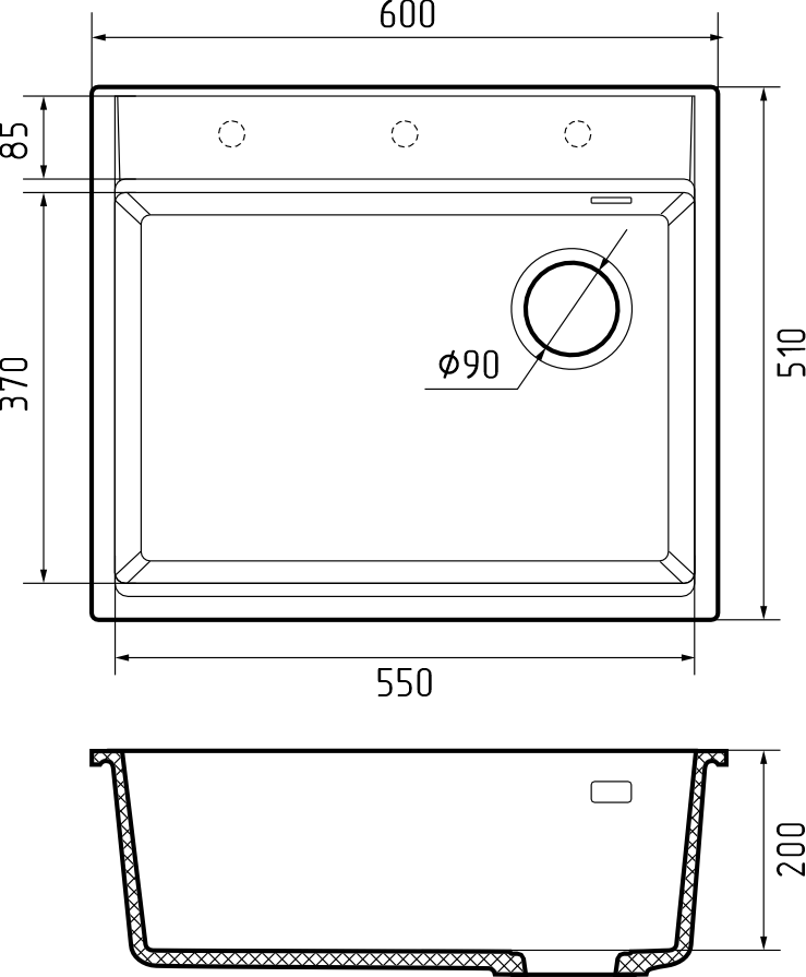 Rivelato TESORO TR-605-R nero, мойка, гранит, черный