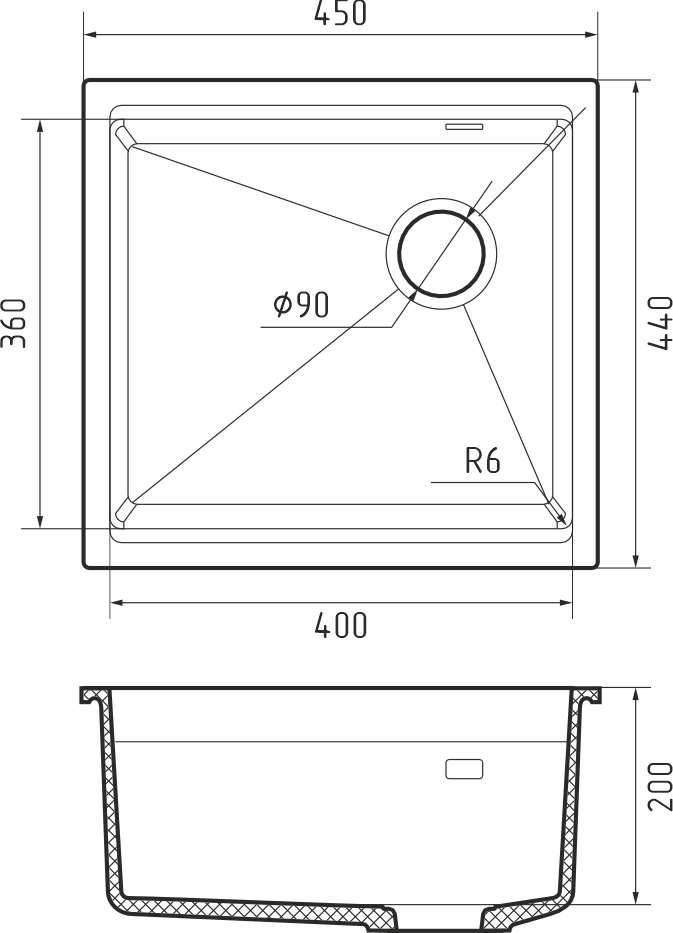 Rivelato LINO LN-454-R antracite, мойка, гранит, антрацит