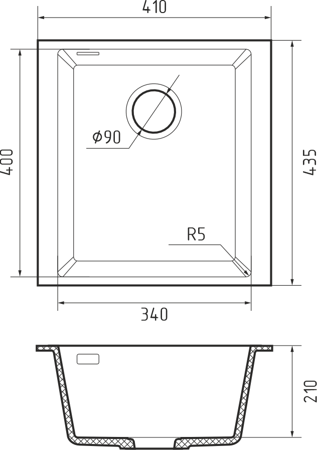 Rivelato STRIA SR-4134 titanio, мойка, гранит, серый