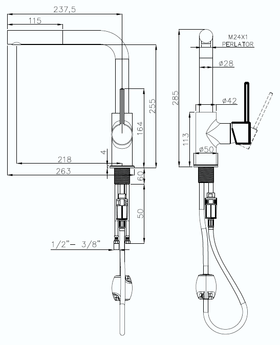 Rivelato LEDRO 9022203 topazio/cromo, смеситель, гранит, топаз/хром