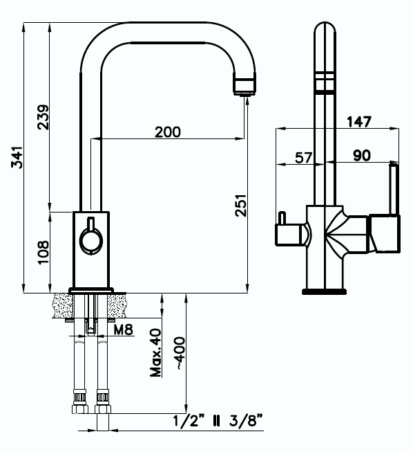 Rivelato TOVEL 9025203 topazio/cromo, смеситель, гранит, топаз/хром