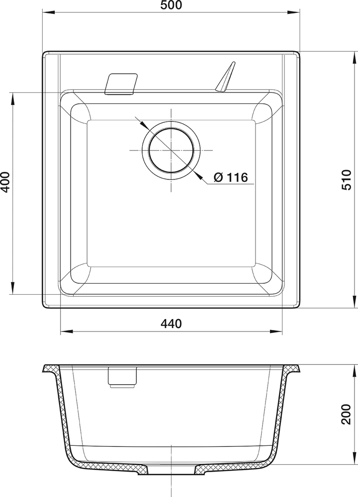 Rivelato RAUM RM-50 antracite, мойка, гранит, антрацит