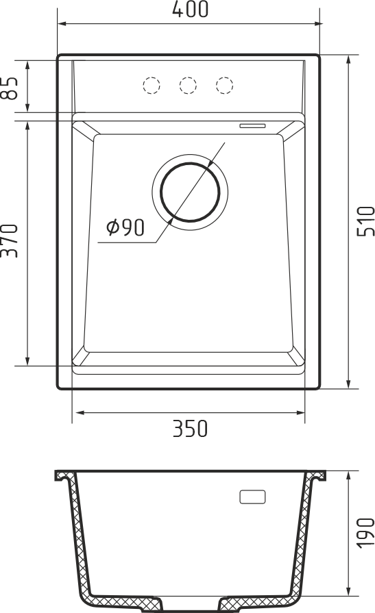 Rivelato TESORO TR-405 antracite, мойка, гранит, антрацит