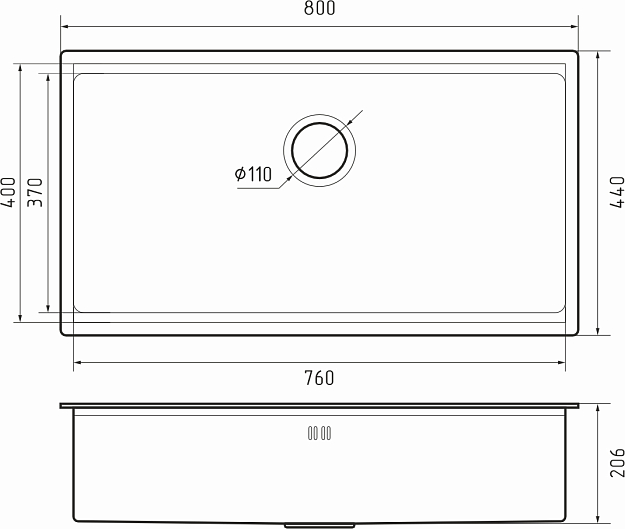 Rivelato RINOX 8044 UN INOX, мойка, нержавеющая сталь