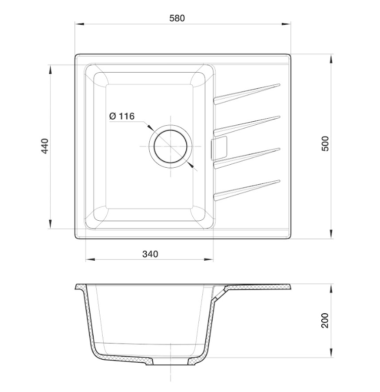 Rivelato RAUM RM-58 antracite, мойка, гранит, антрацит