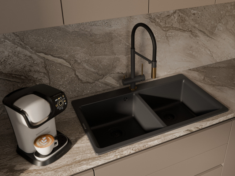 Rivelato ADRIA 1523517 antracite/oro, смеситель, гранит, антрацит/золото