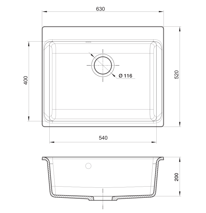 Rivelato FONDE FN-8638 grigio puro, мойка, керамика, серый
