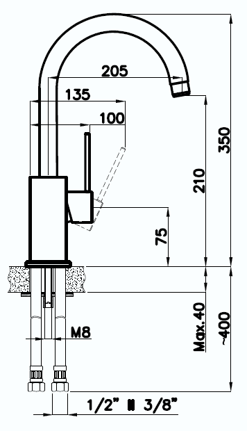 Rivelato ORTA 9021201 brina/cromo, смеситель, гранит, иней/хром