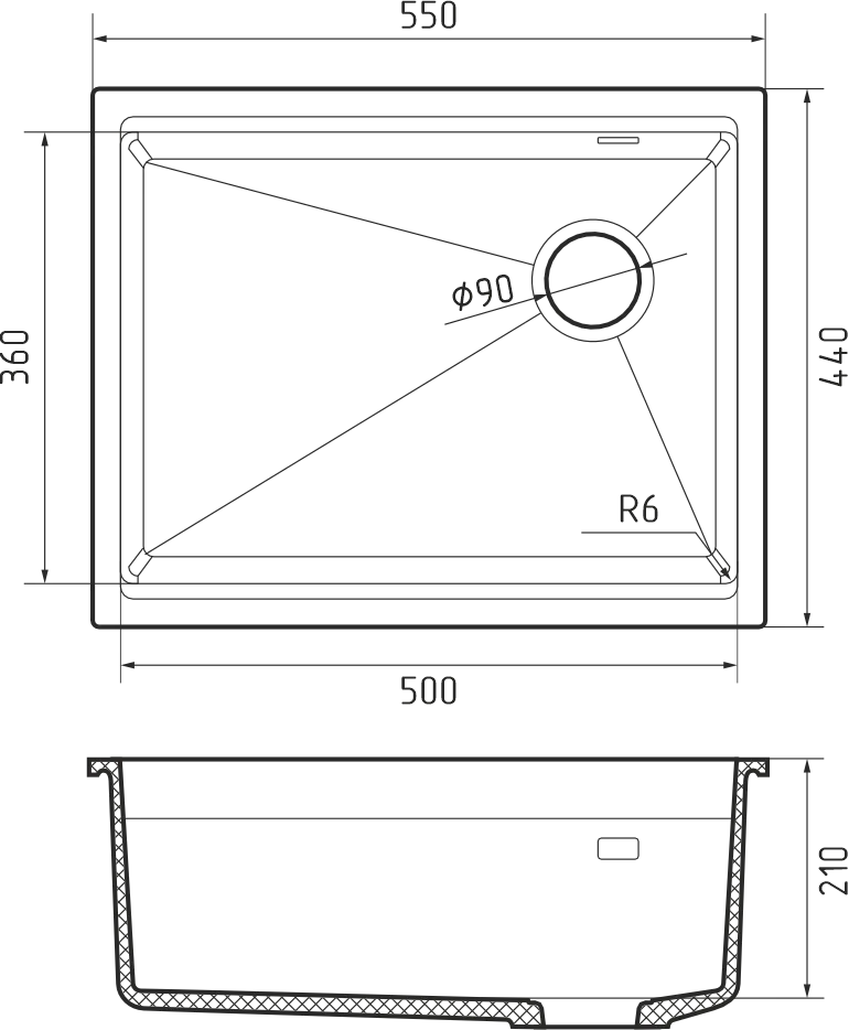 Rivelato LINO LN-554-R nero, мойка, гранит, черный