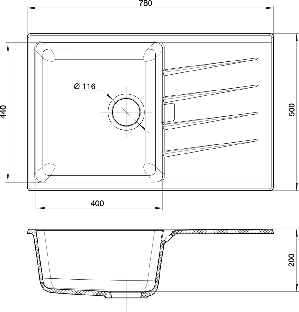 Rivelato RAUM RM-78 antracite, мойка, гранит, антрацит