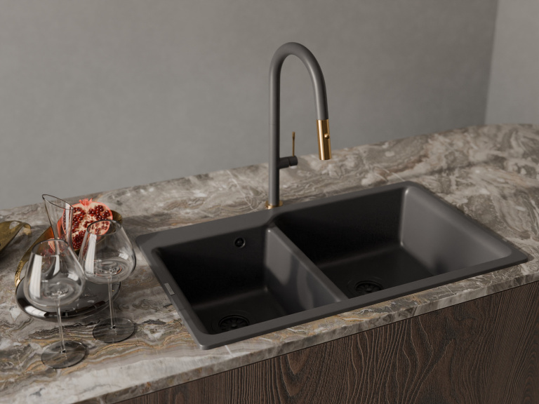 Rivelato ASTI 3972500 antracite/oro, смеситель, гранит, антрацит/золото