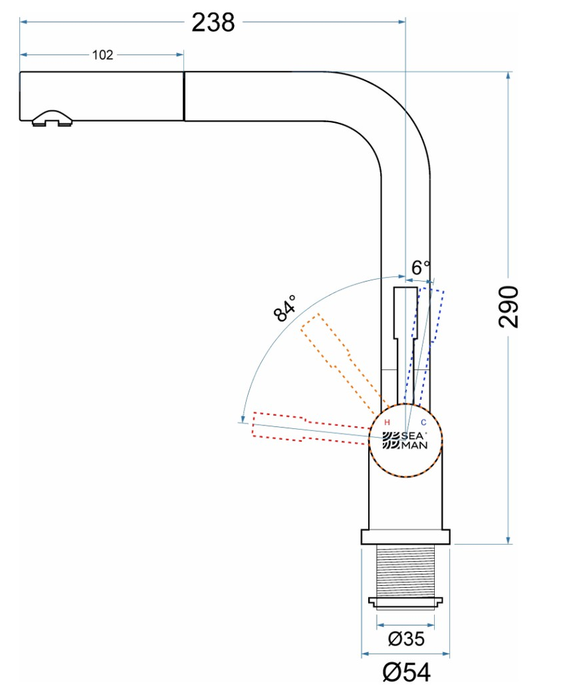 Seaman Eco Venice SSN-0912P-LG (Light Gold, PVD, satin)